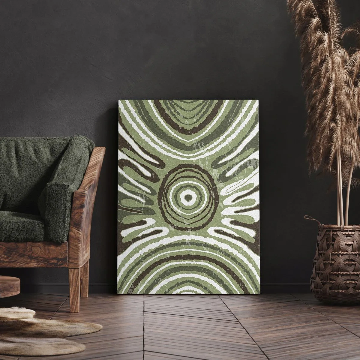 Impression sur toile - Image sur toile - Motifs abstraits dans les tons de vert et de marron - 70x100cm - Une explosion d'émotions - Décoration murale moderne pour le salon et la chambre ARTTOR