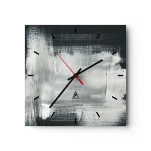 Horloge murale - Pendule murale - Traits abstraits blancs sur fond sombre - 30x30cm - Tissé à la verticale et à l'horizontale - Décoration murale moderne pour le salon et la chambre ARTTOR