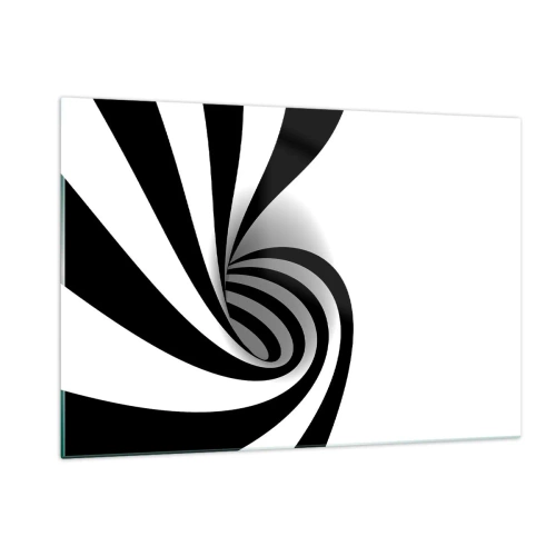 Impression sur verre - Image sur verre - Spirale abstraite en noir et blanc avec une forme dynamique - 120x80cm - Et pourtant ça tourne - Décoration murale moderne pour le salon et la chambre ARTTOR