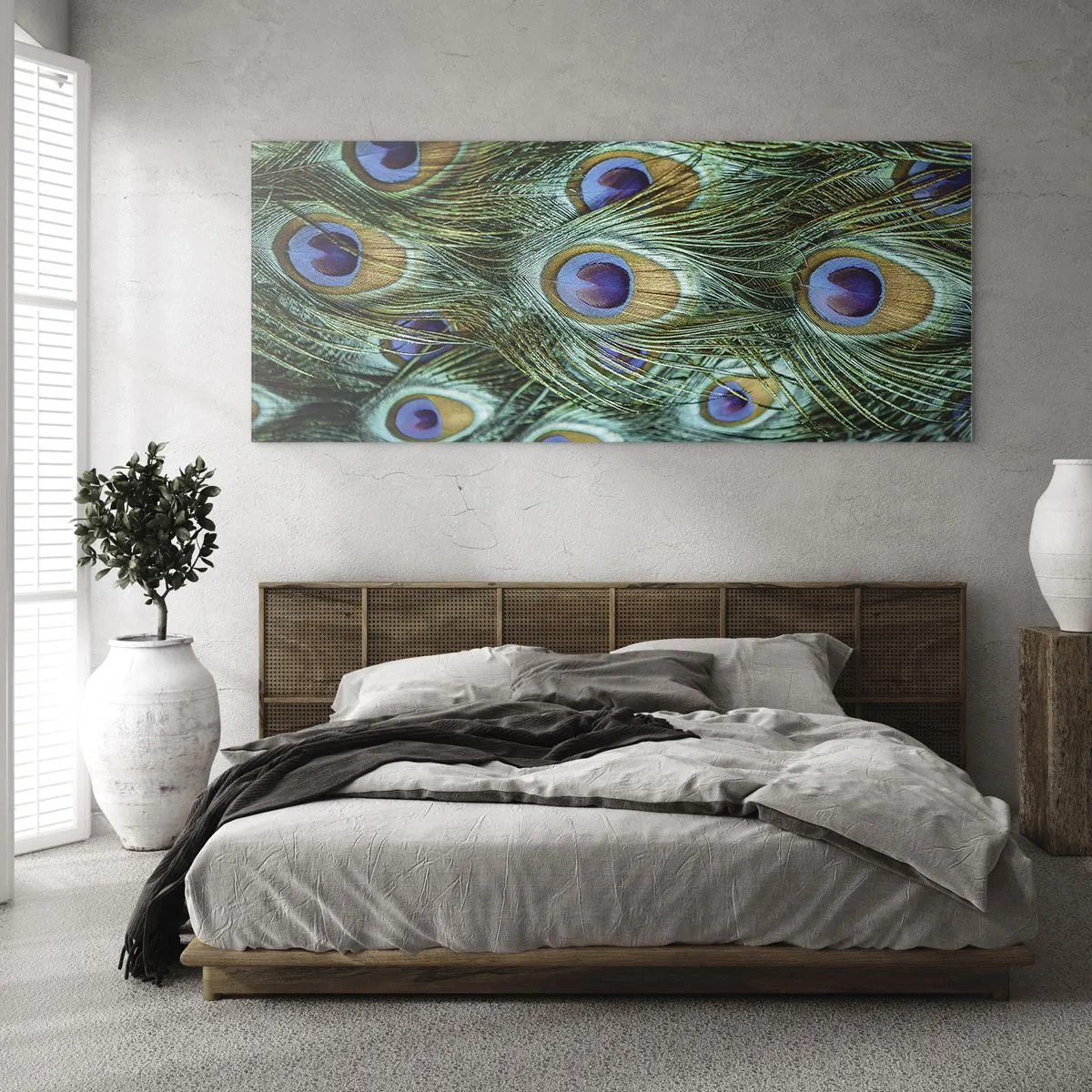Impression sur verre - Image sur verre - Un regard de paon - 90x30 cm