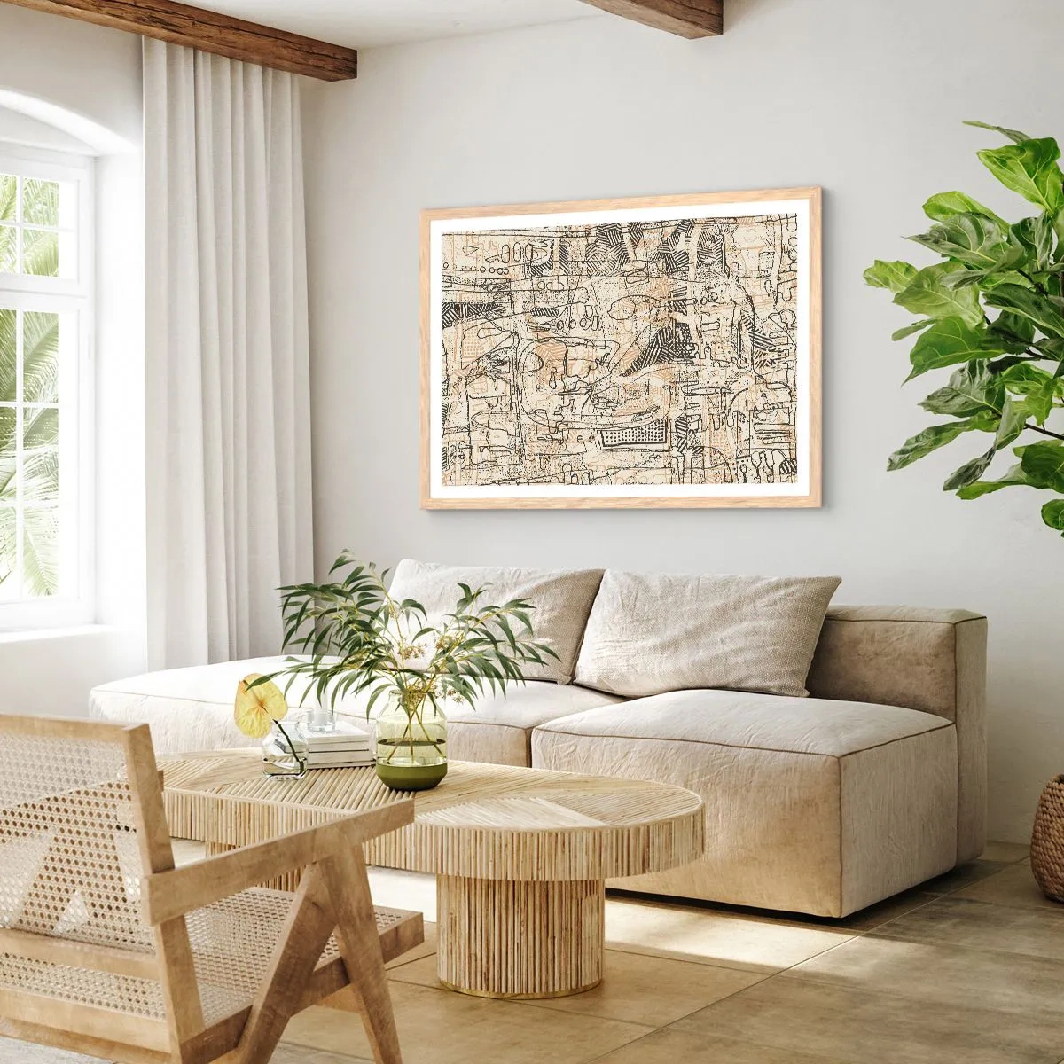 Affiche dans un chêne clair - Poster - Il attend d'être décodé - 50x40 cm