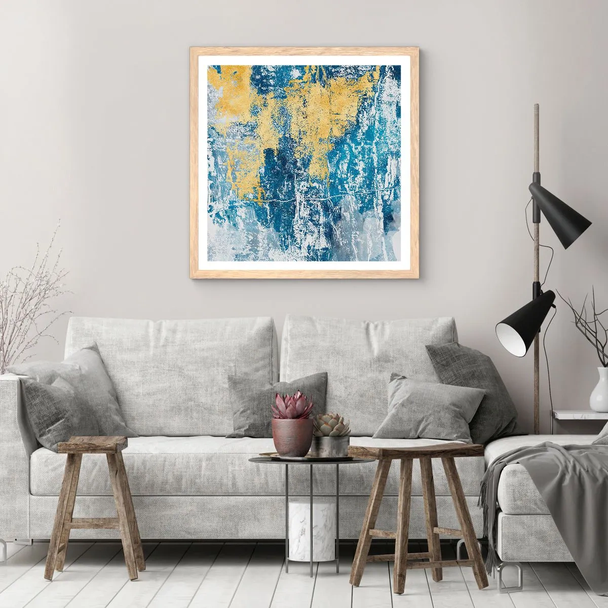 Affiche dans un chêne clair - Poster - Abstraction du temps - 40x40 cm