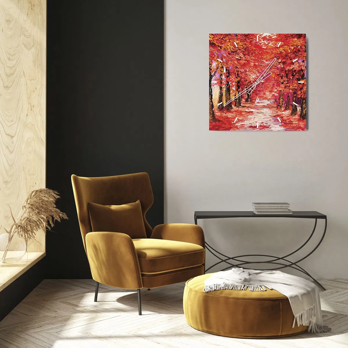 Horloge murale - Pendule murale - Impression d'automne - 30x30 cm