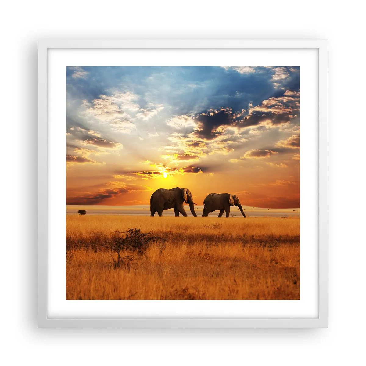 Affiche dans un cadre blanc - Poster - Déambulation familliale - 50x50 cm