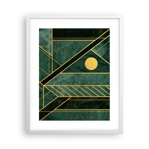 Affiche dans un cadre blanc - Poster - Dynamique or et azur - 40x50 cm