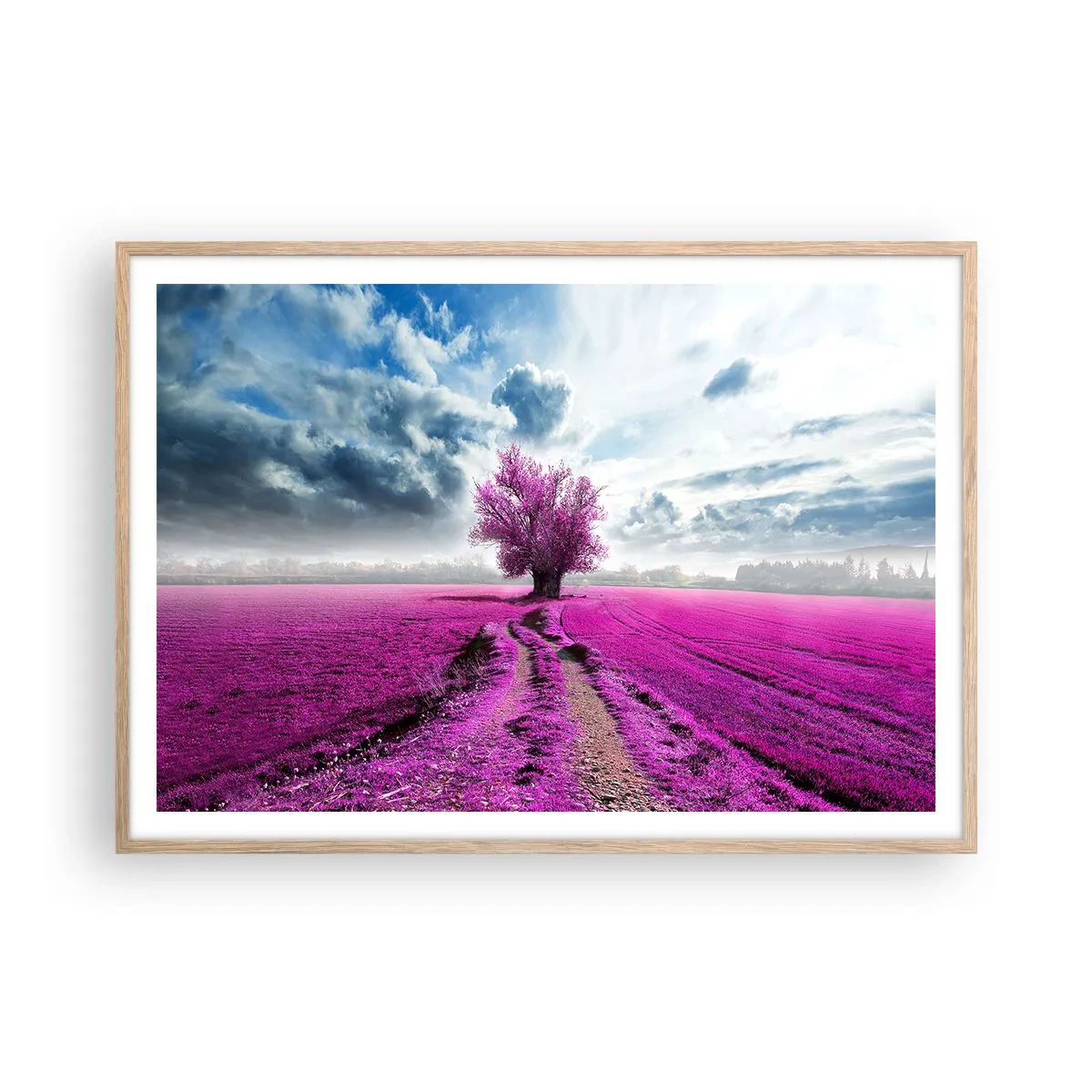 Affiche dans un chêne clair - Poster - Lande - nature sauvage - 100x70 cm