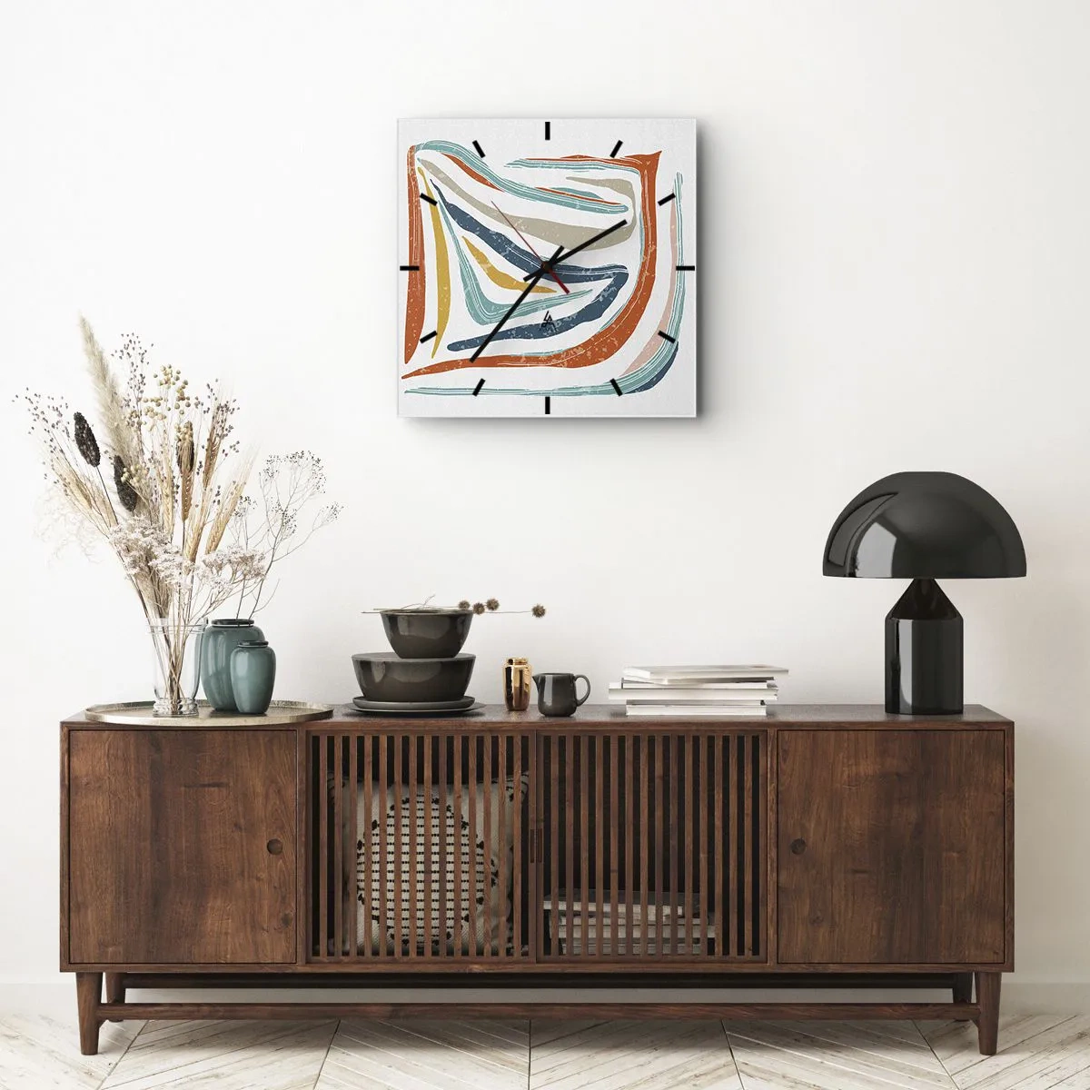 Horloge murale - Pendule murale - Abstraction avec un sourire amical - 40x40 cm