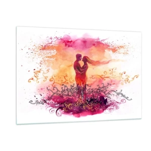 Impression sur verre - Image sur verre - Un couple romantique aux couleurs abstraites et chaudes - 120x80cm - Un coeur! Je n'ai pas besoin de beaucoup… - Décoration murale moderne pour le salon et la chambre ARTTOR