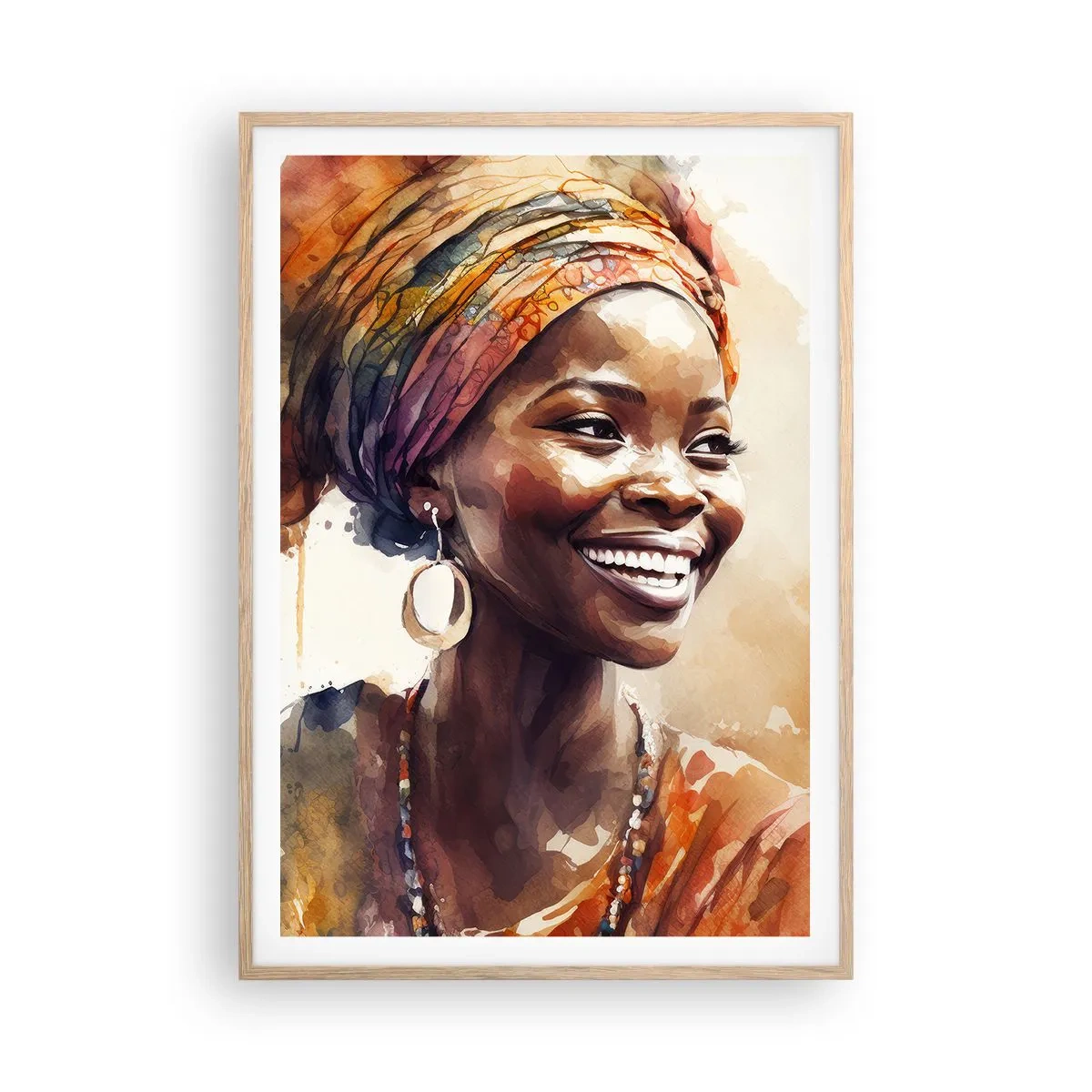 Affiche dans un chêne clair - Poster - reine africaine - 70x100 cm