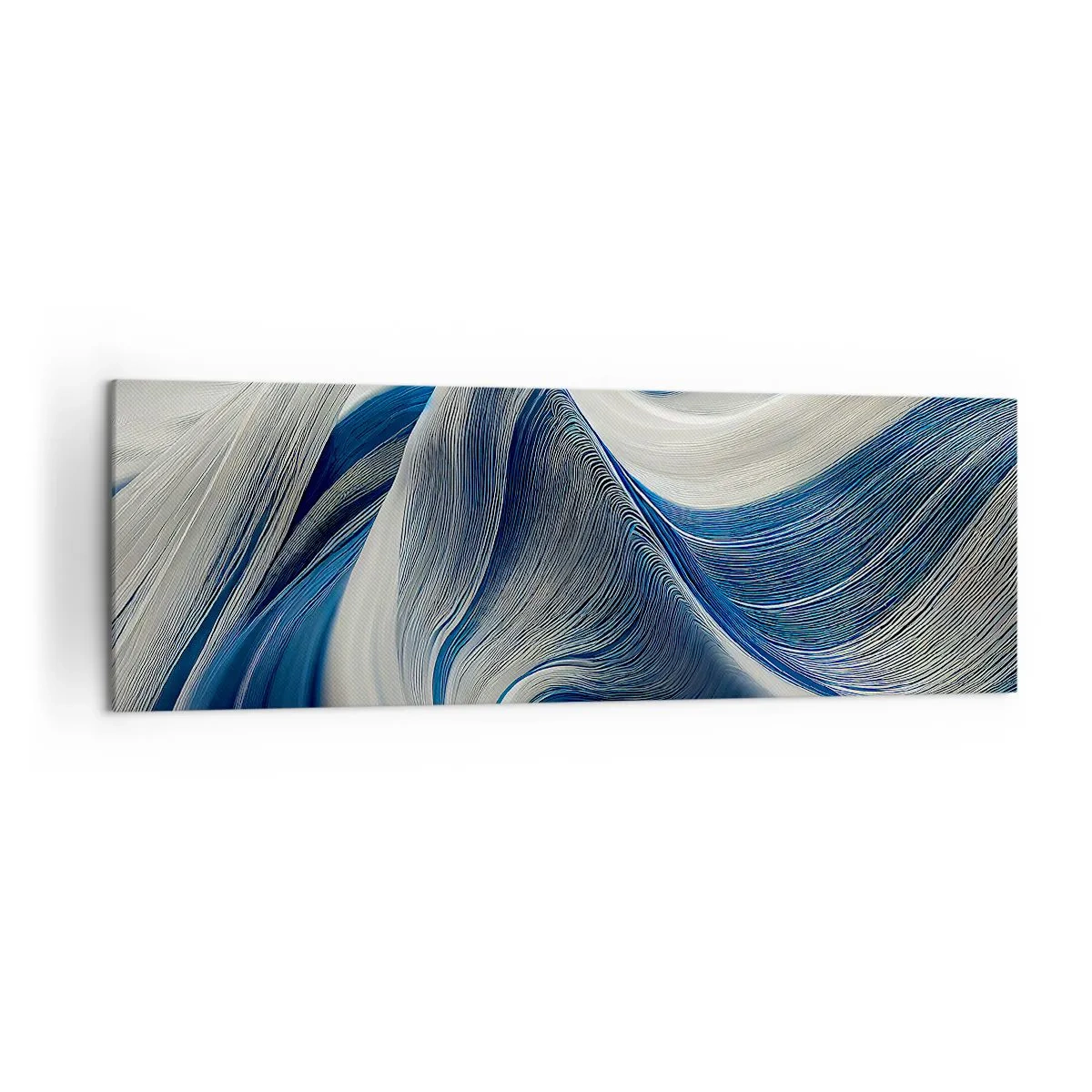 Impression sur toile - Image sur toile - Vagues abstraites dans des tons de bleu et de blanc - 160x50cm - La fluidité du bleu et du blanc - Décoration murale moderne pour le salon et la chambre ARTTOR