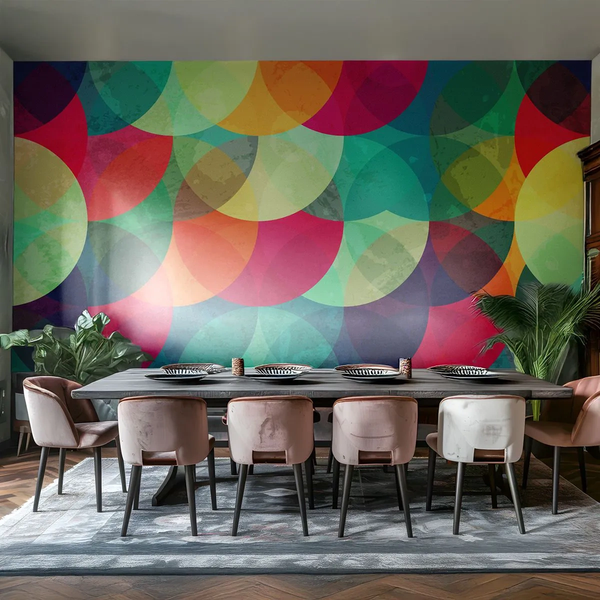 Papier Peint Autocollant Deluxe Sticker - Ascension - Abstraction, Morceau, Cercles colorés - 400x280 cm