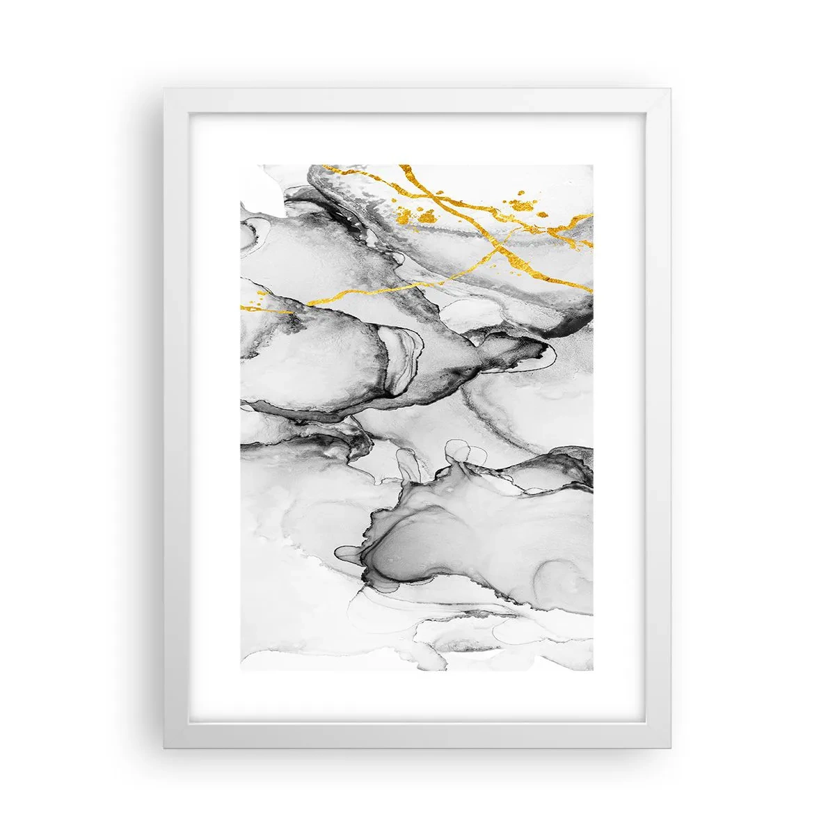 Affiche dans un cadre blanc - Poster - Composition à motif or - 30x40 cm