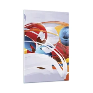 Impression sur verre - Image sur verre - Abstraction colorée avec des lignes dynamiques et des couleurs vives - 80x120cm - La danse des éléments - Décoration murale moderne pour le salon et la chambre ARTTOR