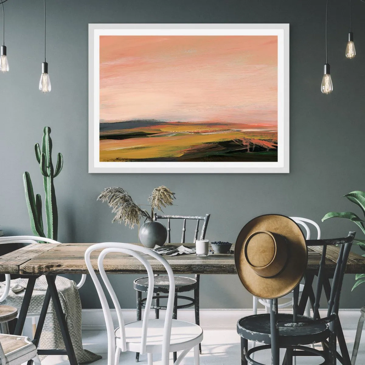 Affiche dans un cadre blanc - Poster - Dans les tons de roses - 50x40 cm