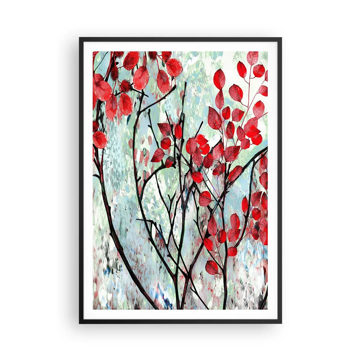 Affiche dans un cadre noir - Poster - Arbre en écarlate - 70x100 cm