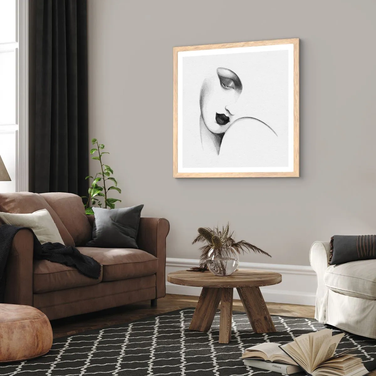 Affiche dans un chêne clair - Poster - Dans le style de Lempicka - 40x40 cm