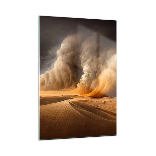 Impression sur verre - Image sur verre - Une tempête de sable sur le désert sous une lumière dramatique - 50x70cm - La colère du désert - Décoration murale moderne pour le salon et la chambre ARTTOR