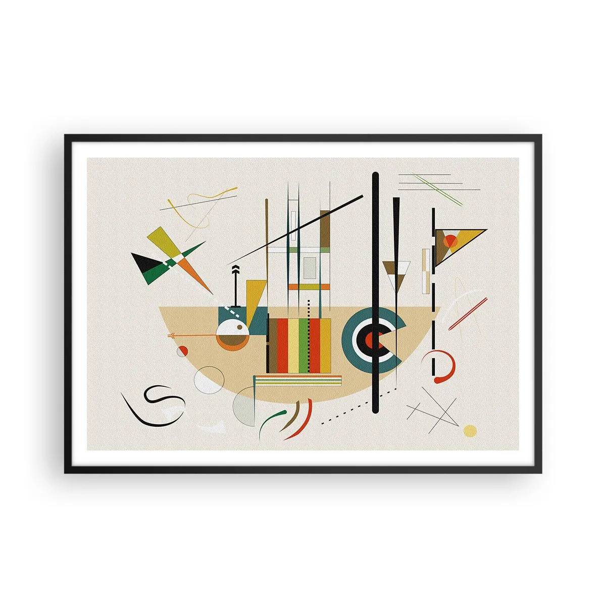 Affiche dans un cadre noir - Poster - Abstraction colorée avec des formes géométriques - 100x70cm - Et le monde s’amuse - Décoration murale moderne pour le salon et la chambre ARTTOR