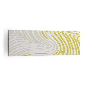 Impression sur toile - Image sur toile - Un motif abstrait avec des lignes ondulées dans des tons de jaune et de beige. - 160x50cm - Une composition au léger virage - Décoration murale moderne pour le salon et la chambre ARTTOR