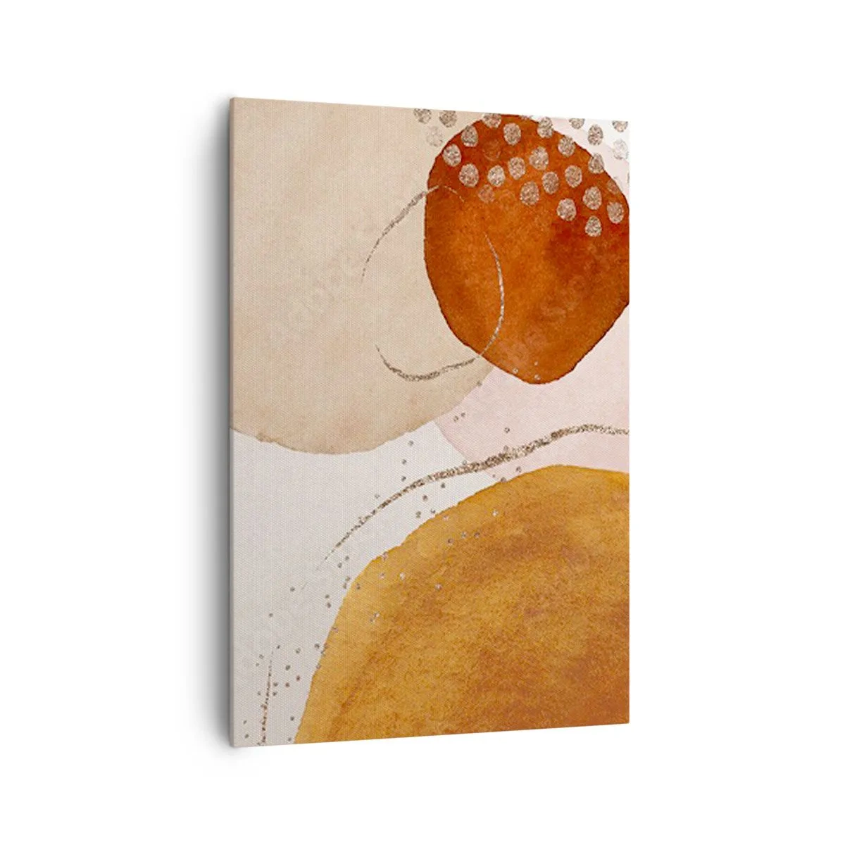 Impression sur toile - Image sur toile - Formes abstraites dans des tons chauds de marron et d'or - 70x100cm - Rondeur et mouvement - Décoration murale moderne pour le salon et la chambre ARTTOR