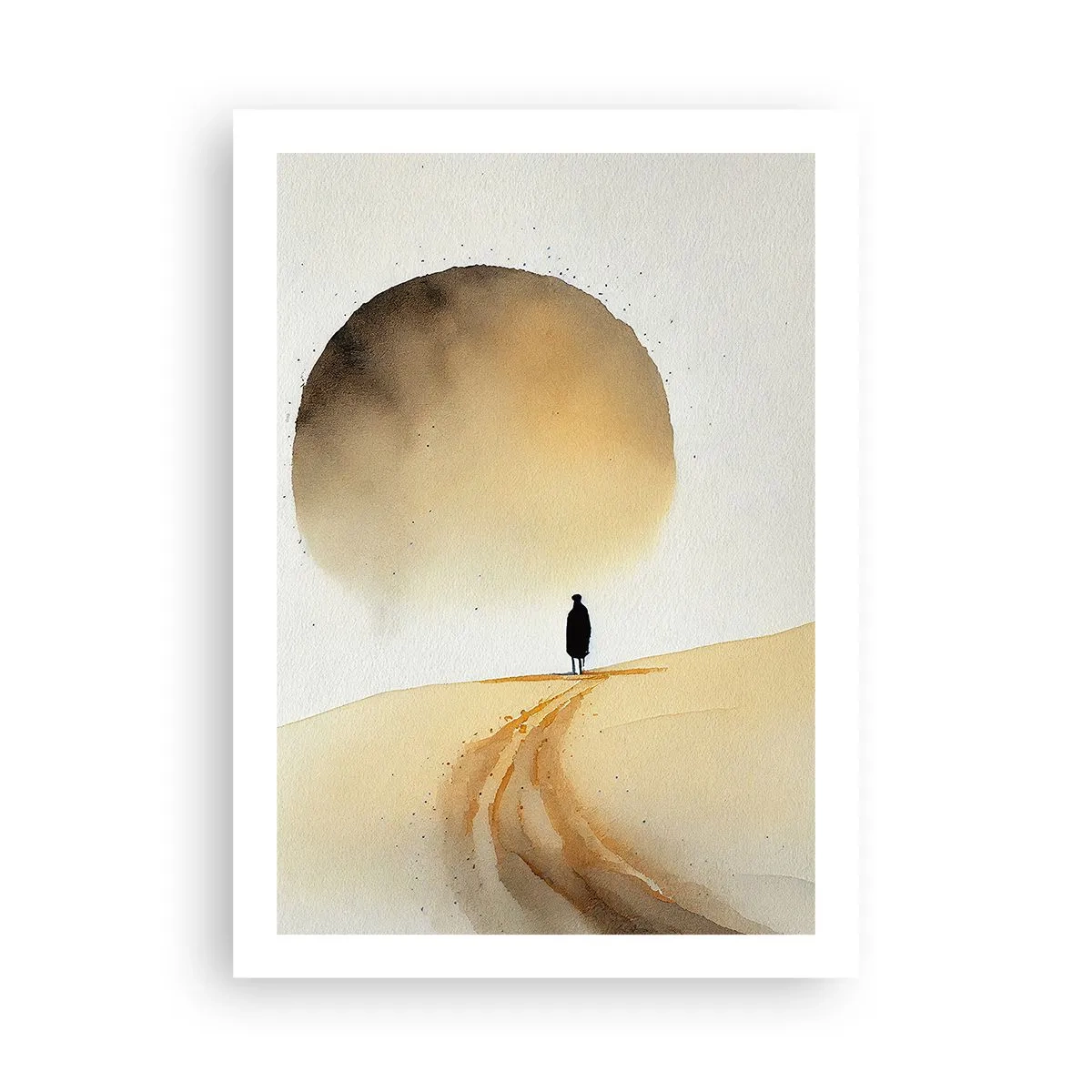 Affiche - Poster - Silhouette d'un voyageur sur une route du désert - 50x70cm - Toujours solitaire - Décoration murale moderne pour le salon et la chambre ARTTOR