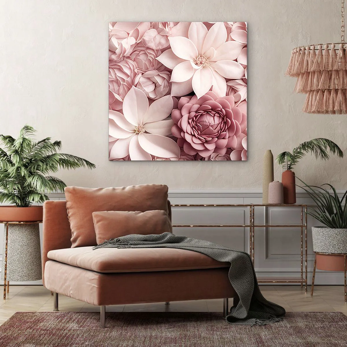 Impression sur toile - Image sur toile - Dans les pétales roses - 40x40 cm