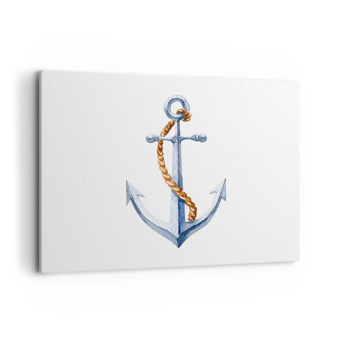 Impression sur toile - Image sur toile - Ancre avec corde dans un style aquarelle - 100x70cm - Ah l'aventure ! - Décoration murale moderne pour le salon et la chambre ARTTOR