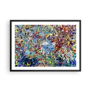 Affiche dans un cadre noir - Poster - Un motif abstrait coloré inspiré de la nature - 70x50cm - Goutte de vitrail - Décoration murale moderne pour le salon et la chambre ARTTOR