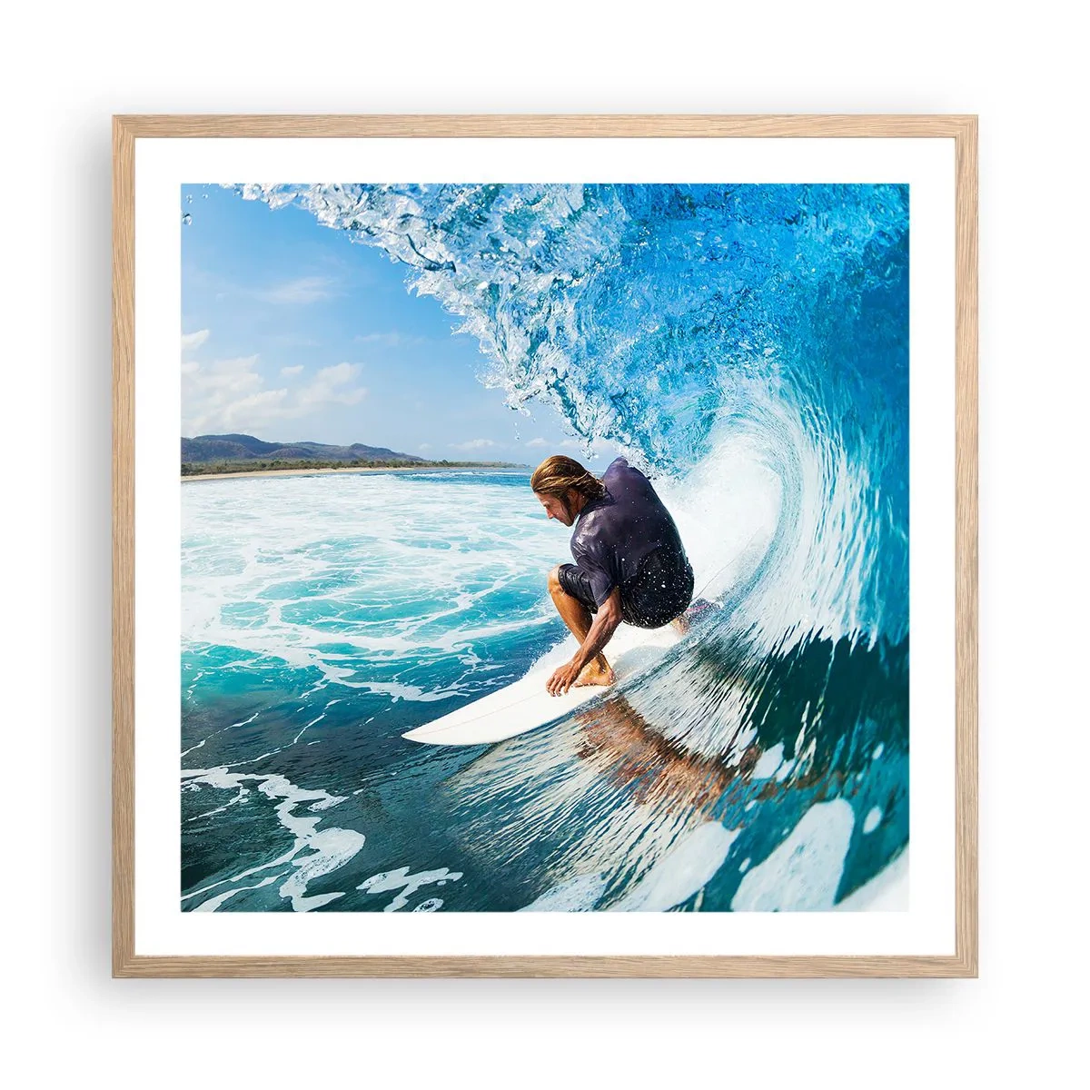 Affiche dans un chêne clair - Poster - Danse avec les vagues - 60x60 cm