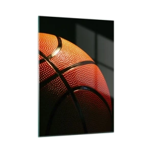 Impression sur verre - Image sur verre - Ballon de basket orange sur fond sombre - 50x70cm - Belle comme une planète - Décoration murale moderne pour le salon et la chambre ARTTOR