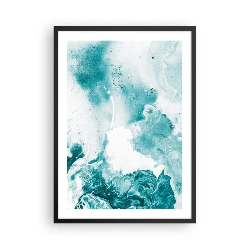 Affiche dans un cadre noir - Poster - Abstraction turquoise avec des détails dynamiques - 50x70cm - Marécage bleu - Décoration murale moderne pour le salon et la chambre ARTTOR