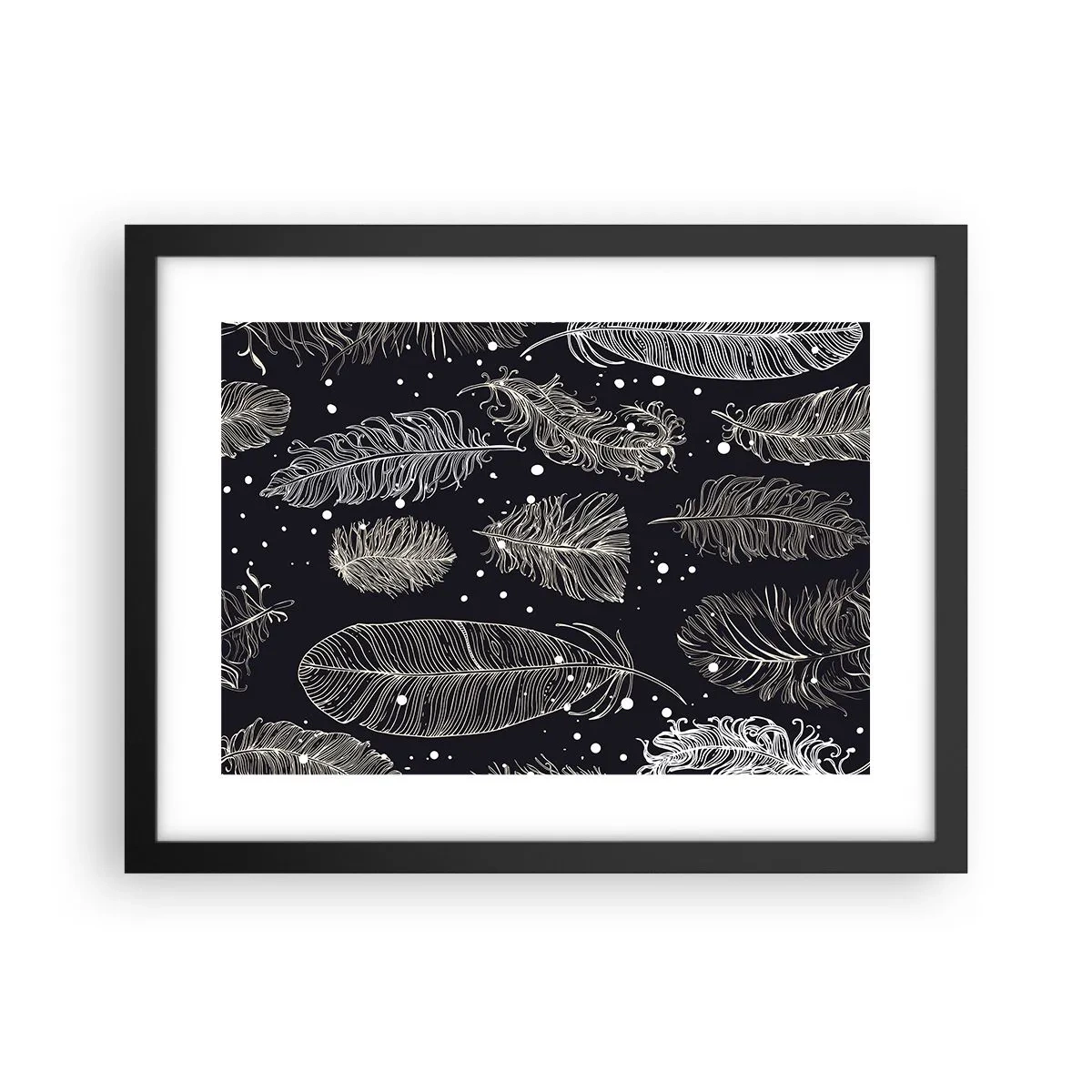 Affiche dans un cadre noir - Poster - Toile de plumes - 40x30 cm