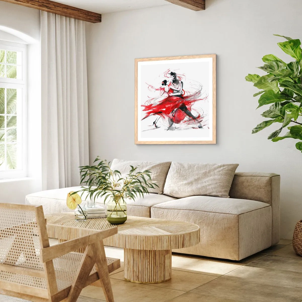 Affiche dans un chêne clair - Poster - Tango - le rythme de la passion - 40x40 cm