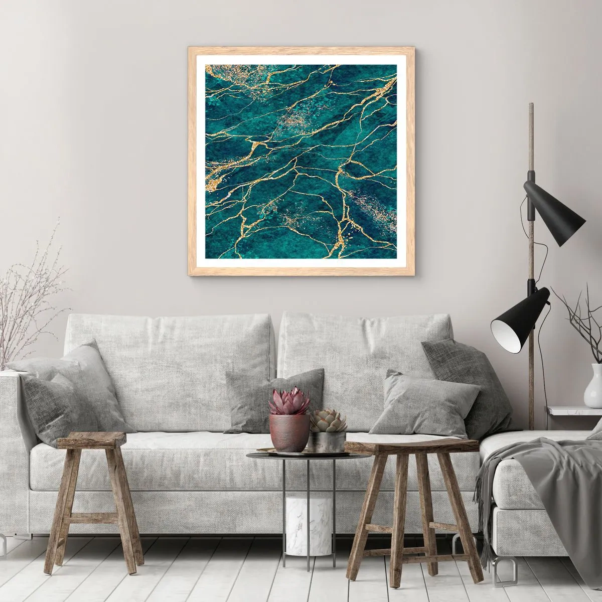 Affiche dans un chêne clair - Poster - Mine d'or - 30x30 cm