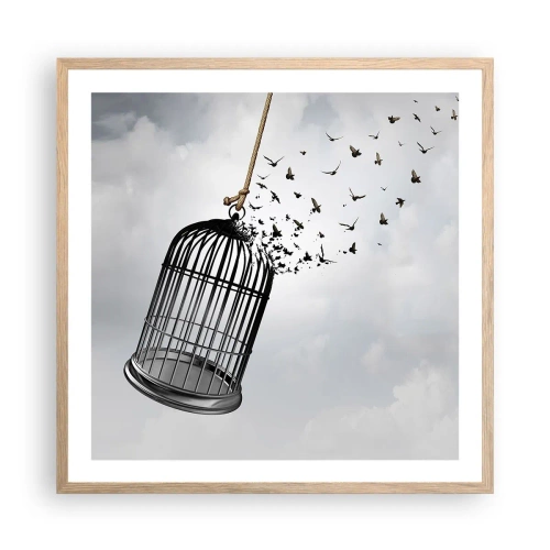 Affiche dans un chêne clair - Poster - Foie...Espoir...Liberté! - 60x60 cm