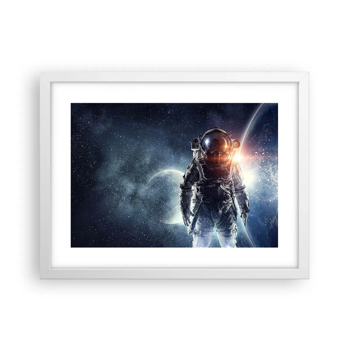 Affiche dans un cadre blanc - Poster - Aventure spatiale - 40x30 cm
