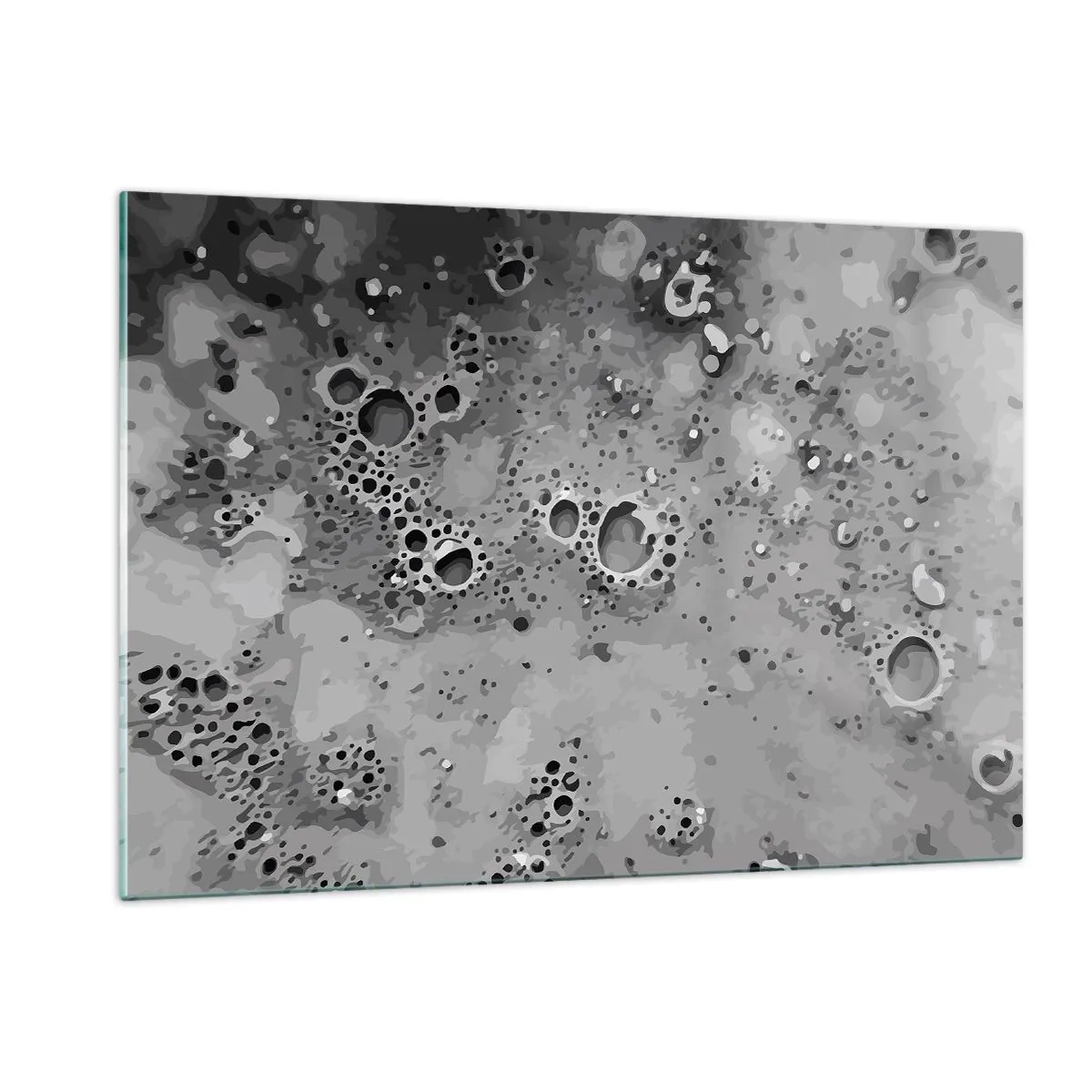 Impression sur verre - Image sur verre - Un motif abstrait ressemblant à la surface de la lune dans des tons de gris. - 120x80cm - Comme un paysage lunaire - Décoration murale moderne pour le salon et la chambre ARTTOR