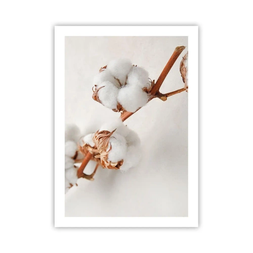 Affiche - Poster - Brindilles de coton délicates sur fond clair - 50x70cm - Seulement caliner - Décoration murale moderne pour le salon et la chambre ARTTOR