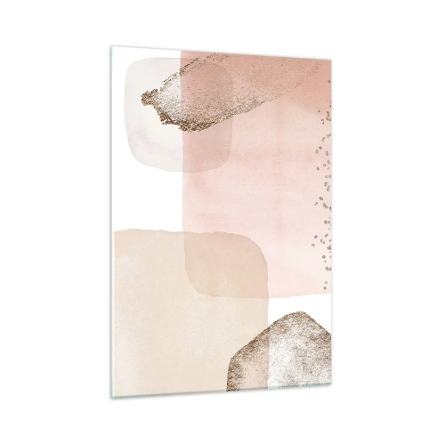 Impression sur verre - Image sur verre - Une composition abstraite dans les tons de rose, beige et or. - 50x70cm - Regard à travers la couleur - Décoration murale moderne pour le salon et la chambre ARTTOR