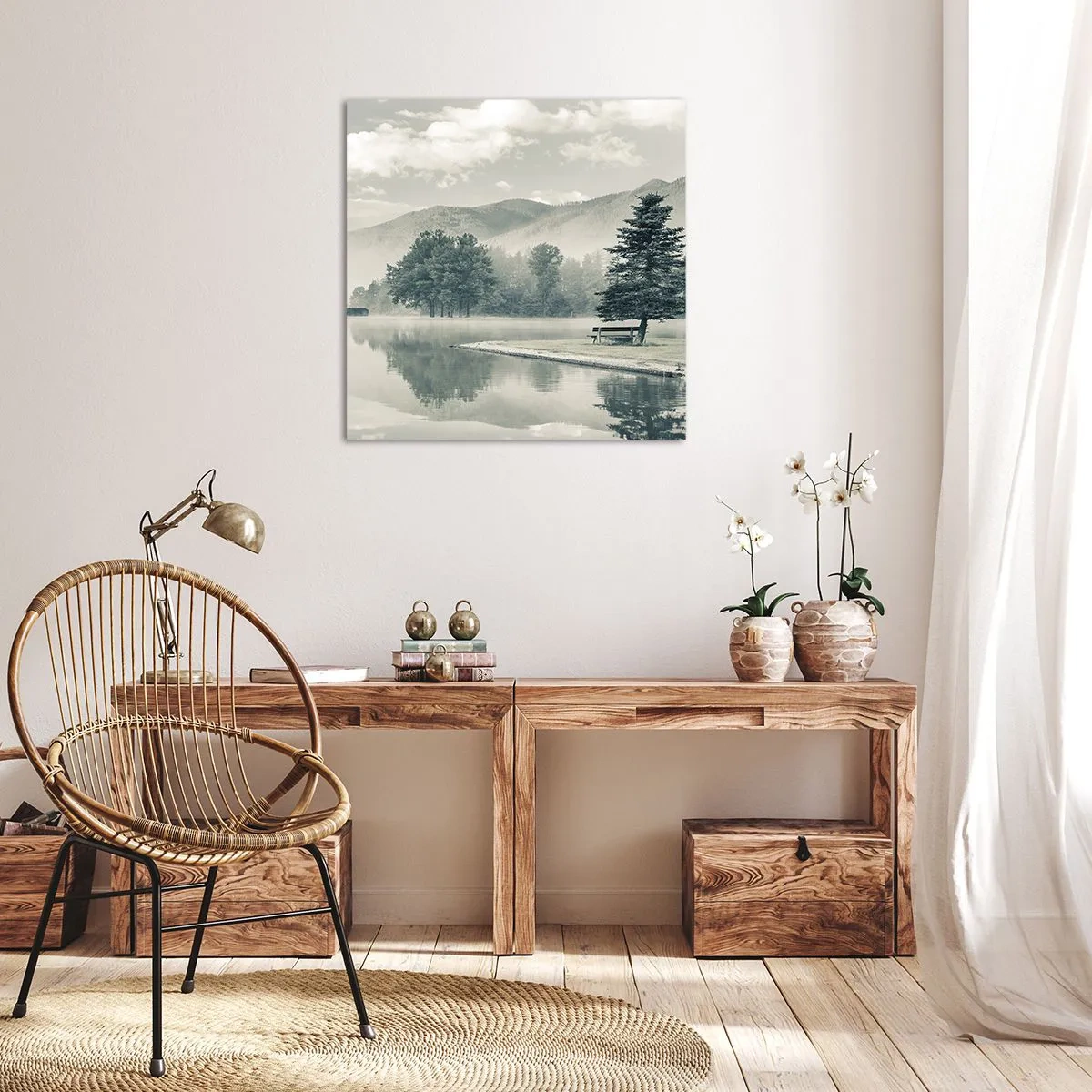 Impression sur toile - Image sur toile - Le lac dort encore - 60x60 cm