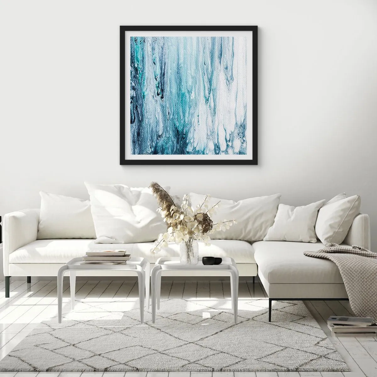 Affiche dans un cadre noir - Poster - Une glace bleue - 30x30 cm