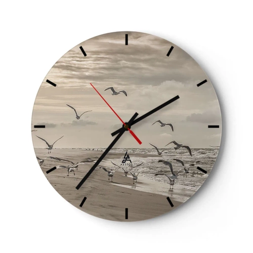 Horloge murale - Pendule murale - Le bruit de la mer, le chant des oiseaux - 40x40 cm