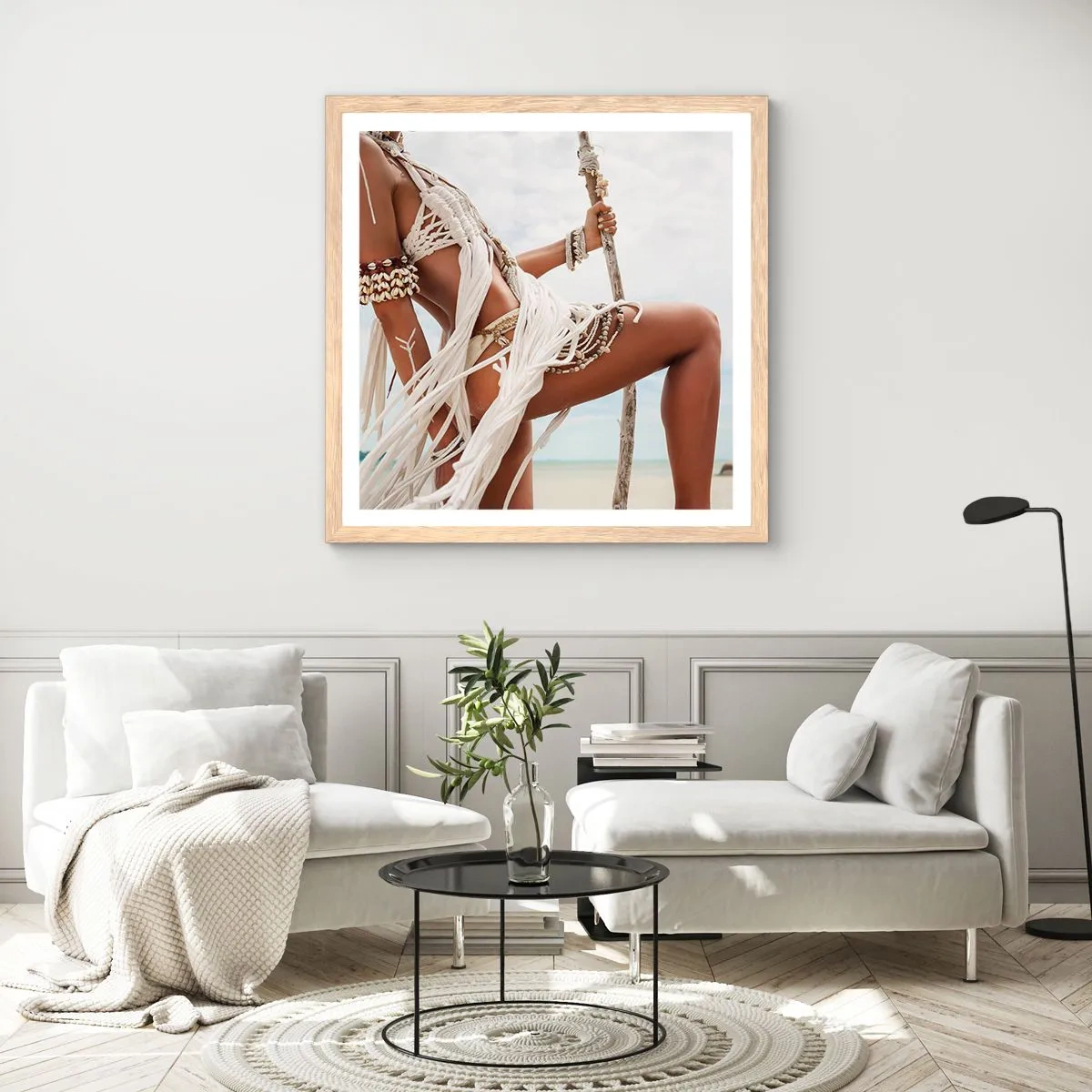 Affiche dans un chêne clair - Poster - Prêtresse du soleil - 60x60 cm