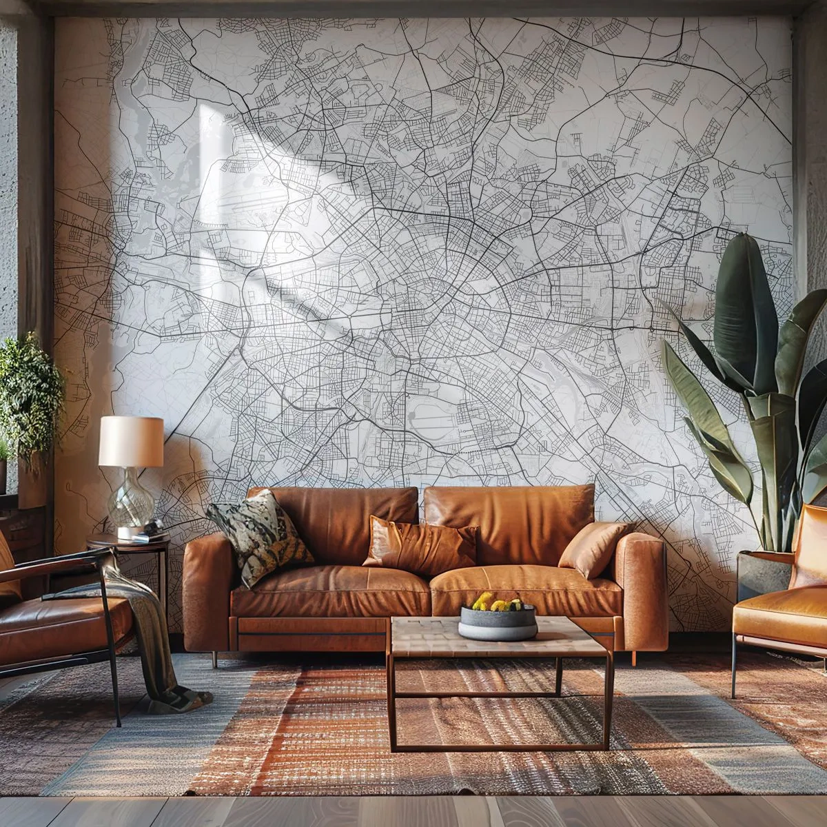 Papier peint sur mesure Autocollant Deluxe - Fleur de Berlin - Ville, Carte de la ville, Berlin