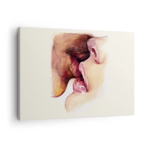 Impression sur toile - Image sur toile - Une aquarelle représentant un gros plan d'un visage - 70x50cm - Comme le jour et la nuit, la terre et le ciel - Décoration murale moderne pour le salon et la chambre ARTTOR