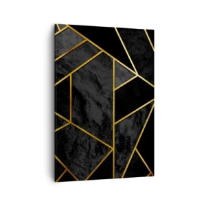 Impression sur toile - Image sur toile - Motif géométrique doré sur fond noir - 50x70cm - Obscurité et éclat - Décoration murale moderne pour le salon et la chambre ARTTOR