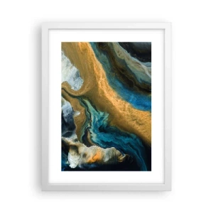 Affiche dans un cadre blanc - Poster - Bleu - jaune - influences mutuelles - 30x40 cm