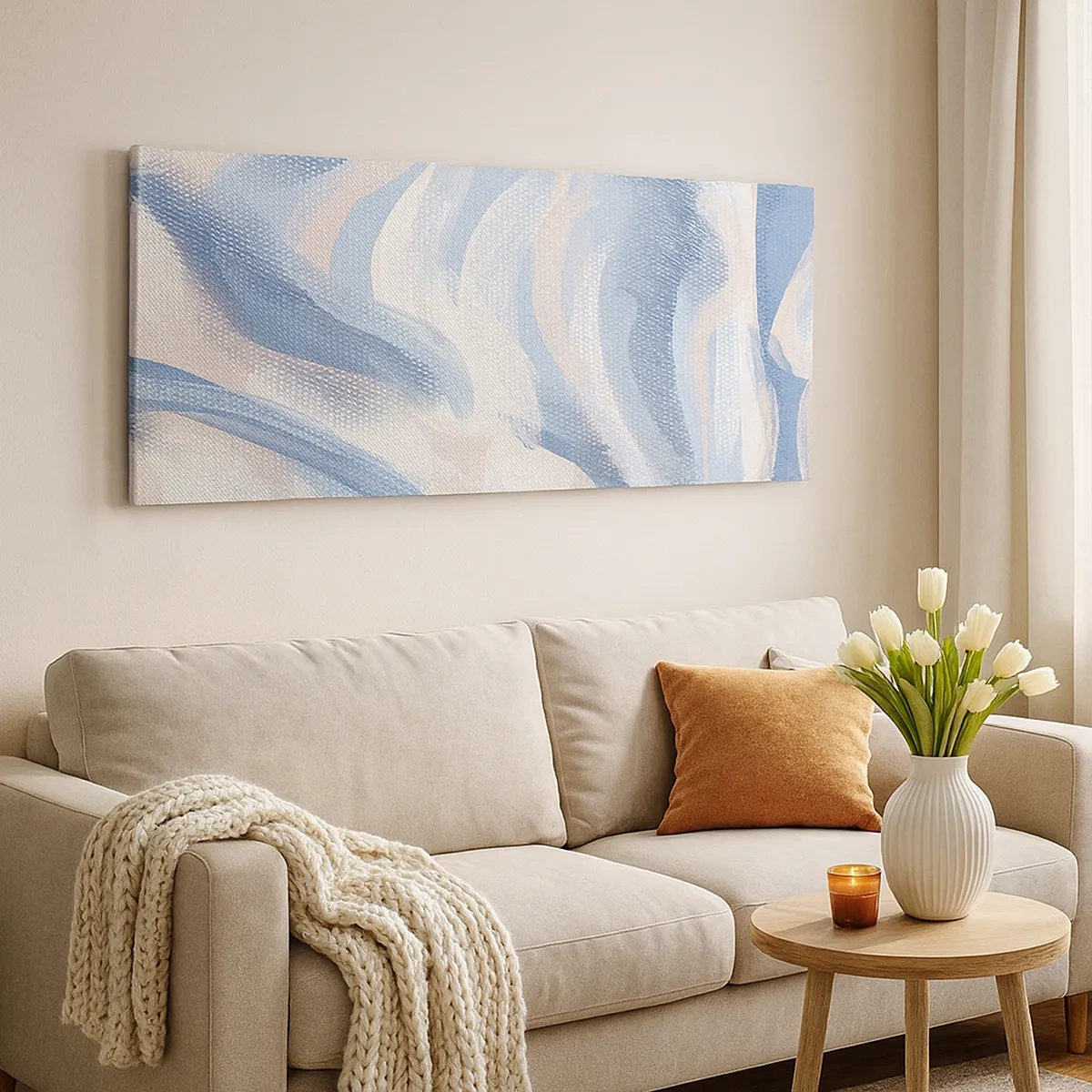 Impression sur toile - Image sur toile - Vagues bleues - 30x30 cm