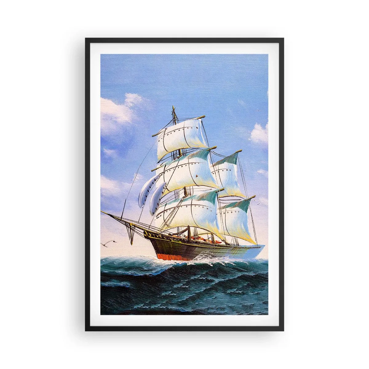 Affiche dans un cadre noir - Poster - Fièrement avec le vent - 61x91 cm