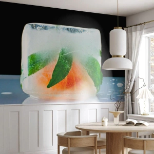 Papier peint sur mesure Premium Sand - Fraîcheur et rafraîchissement - Glaçon, Orange, Feuille de menthe